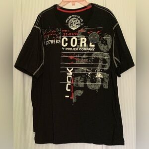 Projek Raw Men’s Short Sleeve Tee Shirt Black with Front Image Cotton XL